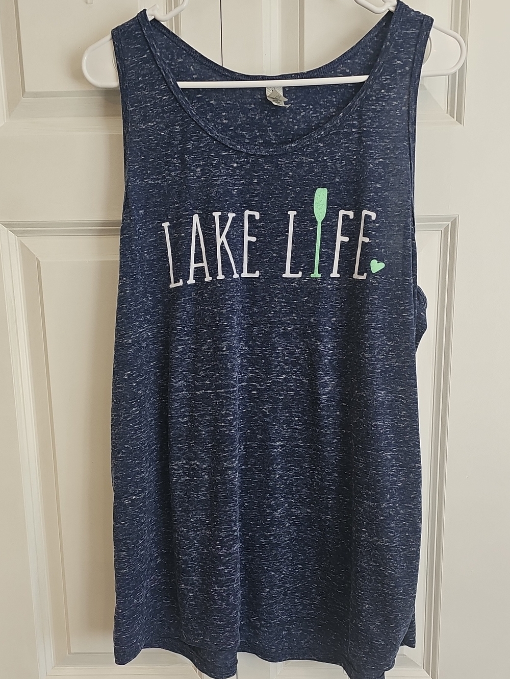 Jerzees Navy Heather Tank with White Fleck